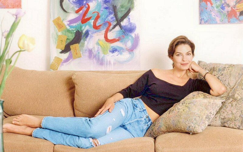 Woman on a Couch — Brown, Relaxed, Photograph, Painting