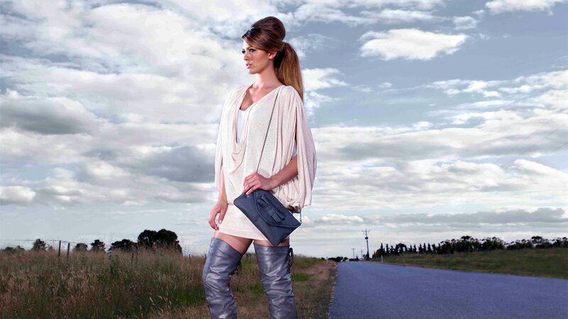woman on a country road