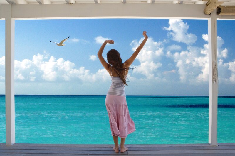 Woman on a Deck — Blue, Serene