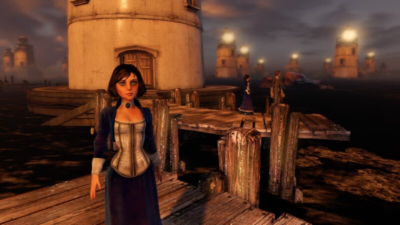 woman on a dock at night