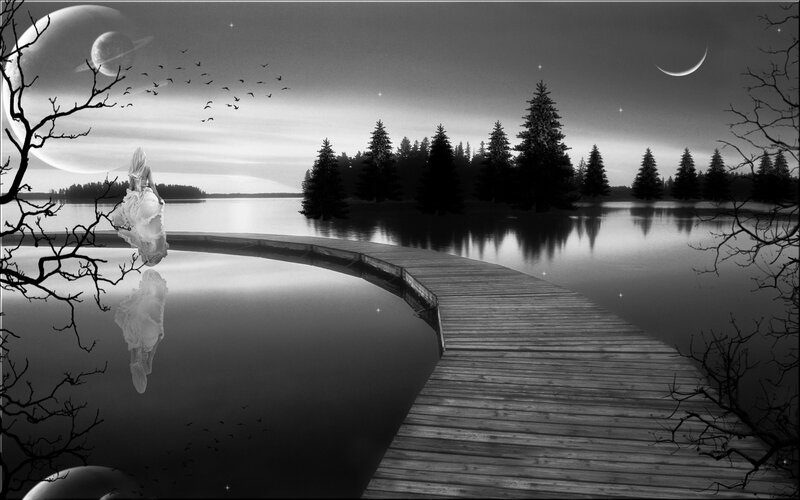 Woman on a Dock — Black