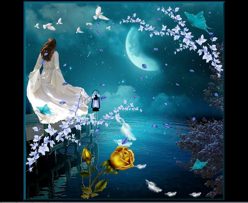 Woman on a Dock — Blue, Serene