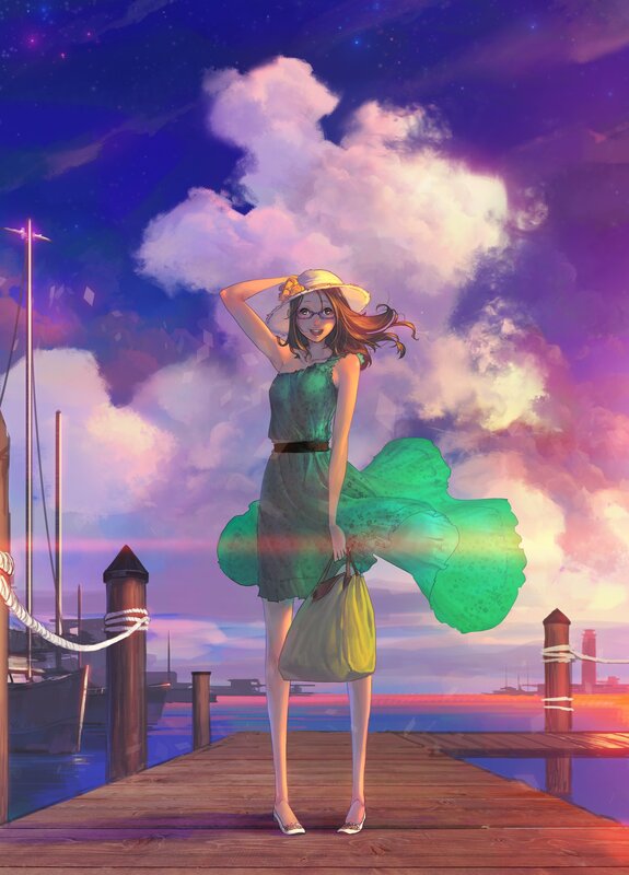 Woman on a Dock — Purple