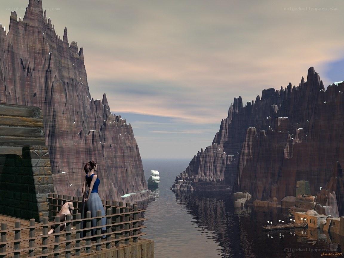 woman on a dock with ship