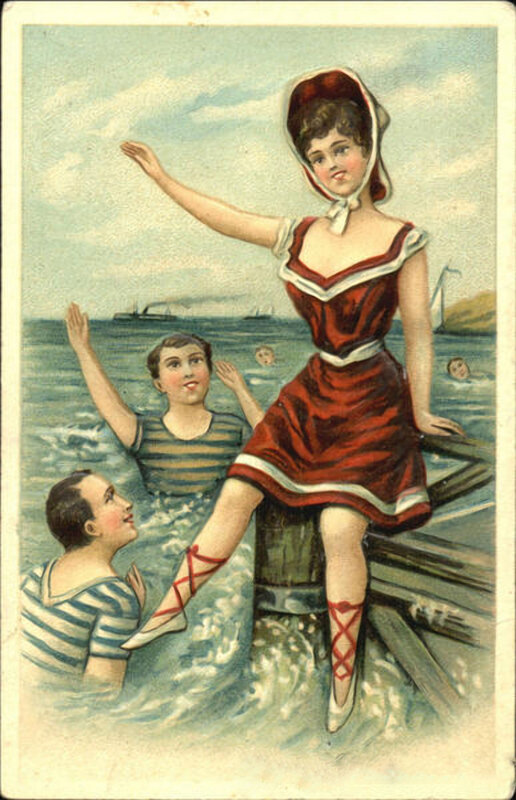 Woman on a dock with swimmers