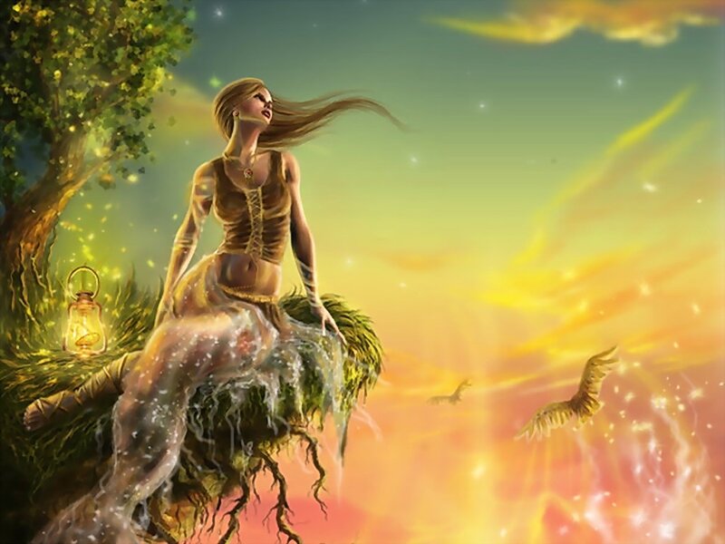 woman on a floating island