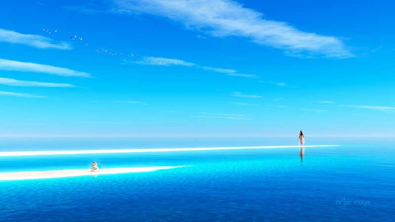 Woman on a floating island