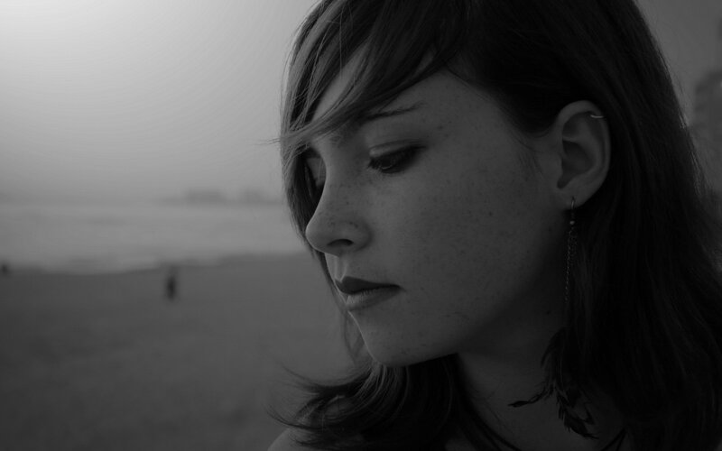 woman on a foggy beach