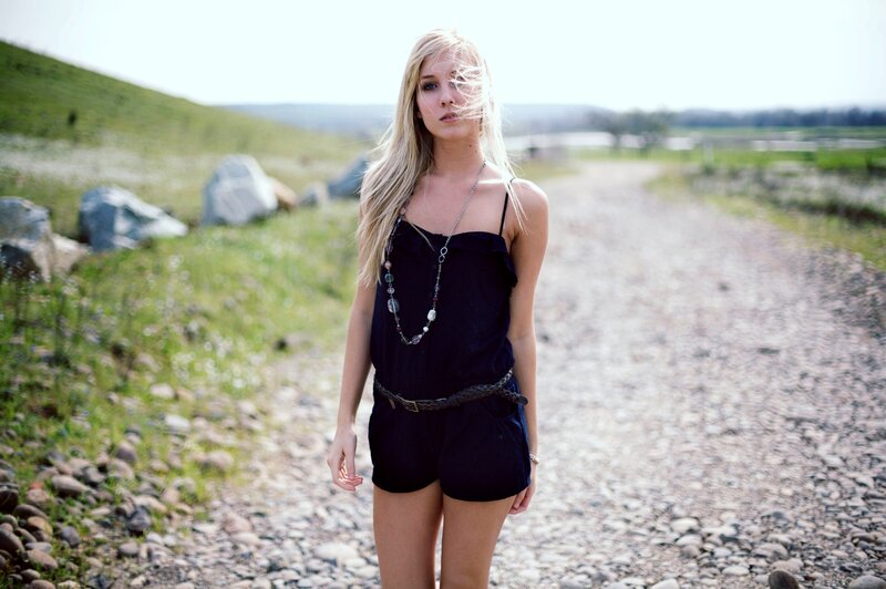 Woman on a gravel path