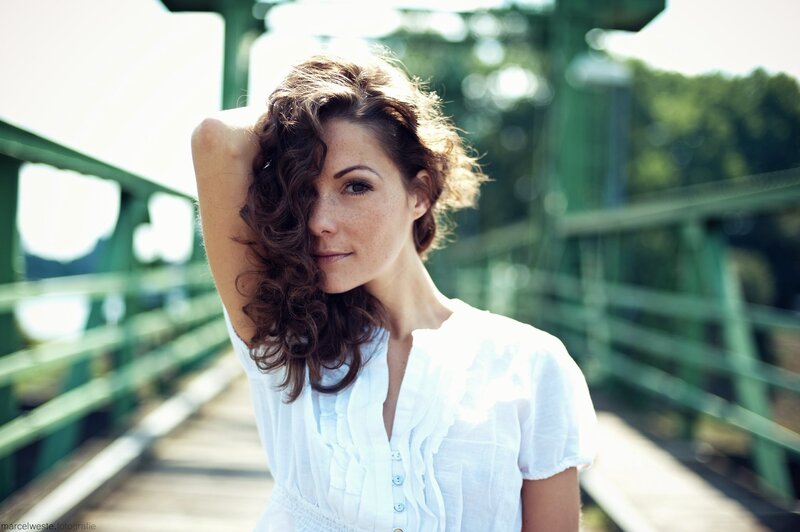 woman on a green bridge