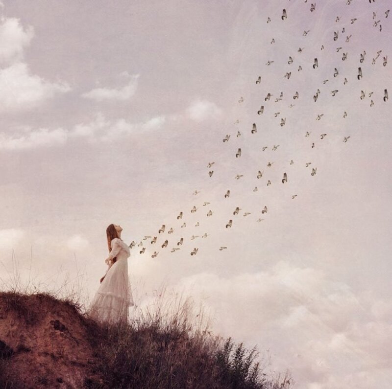Woman on a Hill — White