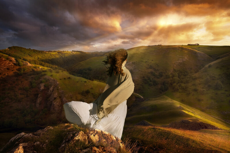 Woman on a Hillside — Green