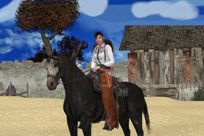 Woman on a Horse — Blue, Calm