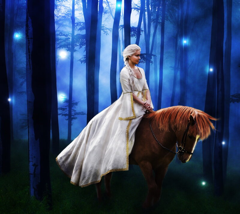 Woman on a Horse — Blue