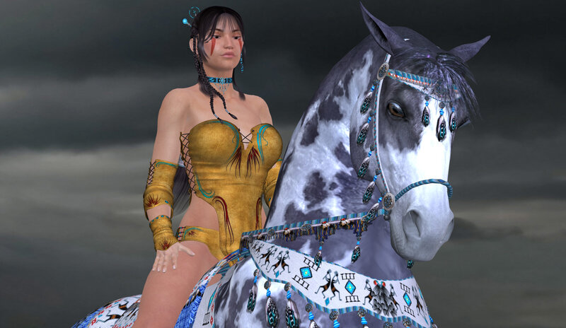 Woman on a Horse — Gray, Dramatic