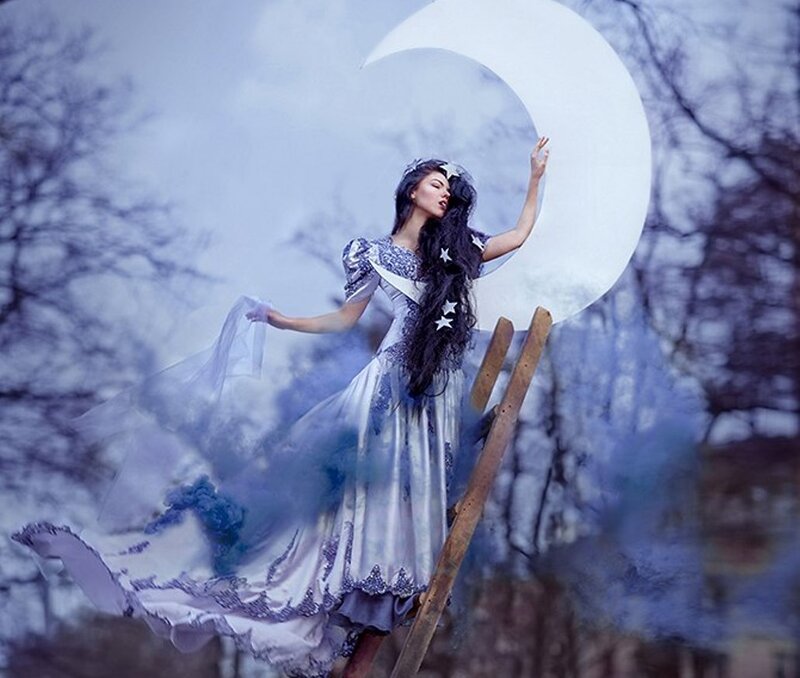 Woman on a Ladder — Blue