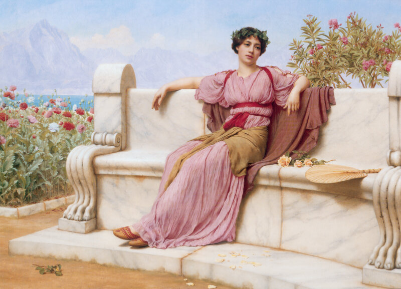 Woman on a marble bench