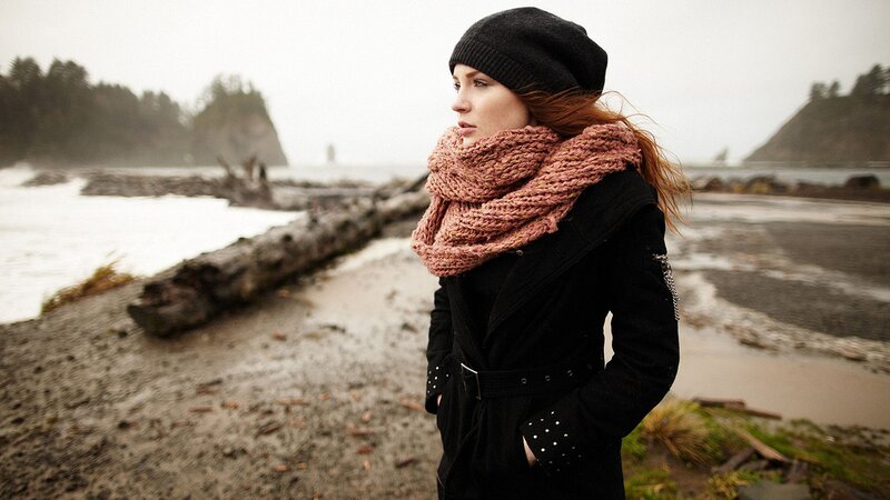 woman on a misty beach