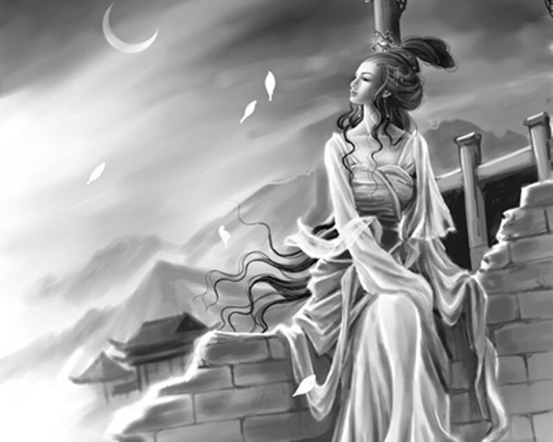woman on a moonlit balcony