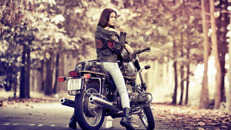 woman on a motorcycle
