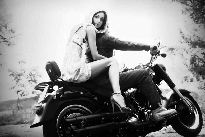 woman on a motorcycle