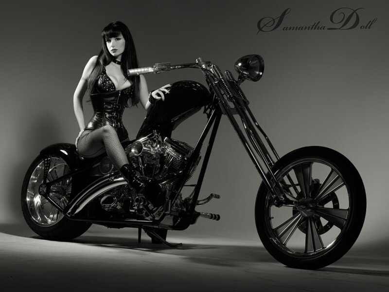 Woman on a Motorcycle — Black, Dramatic