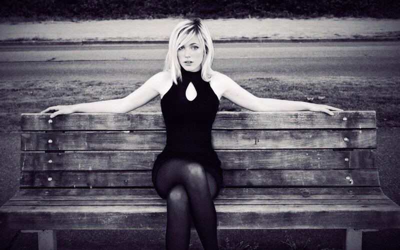 Woman on a park bench