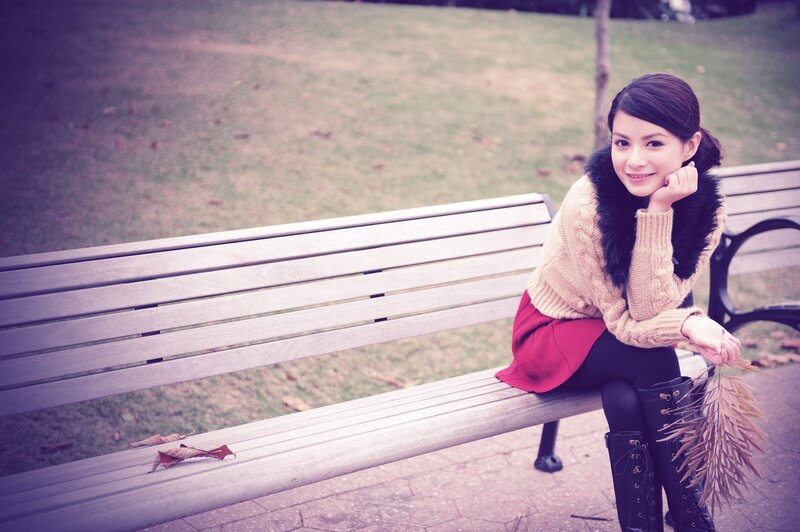 Woman on a park bench