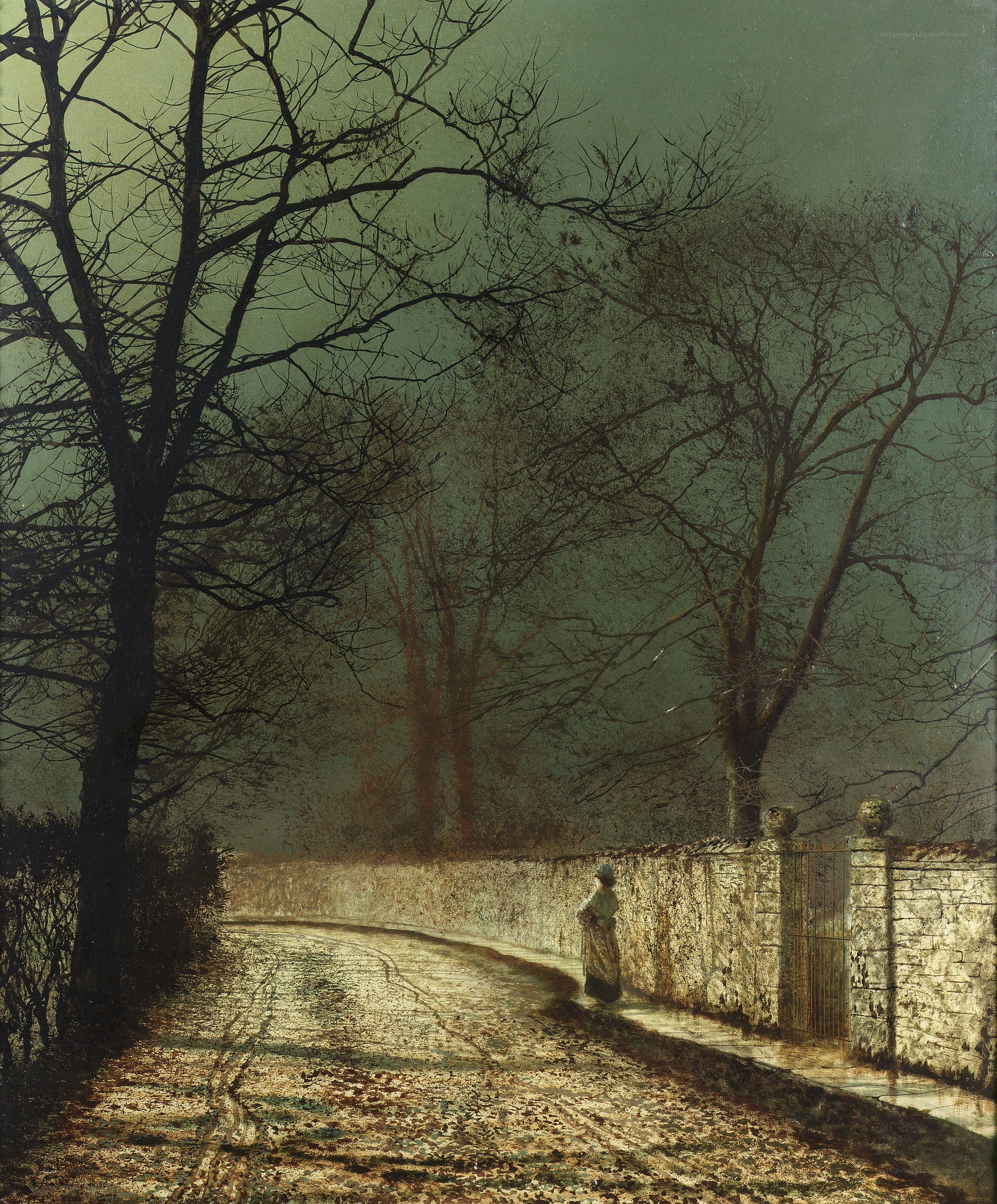 Woman on a path at dusk