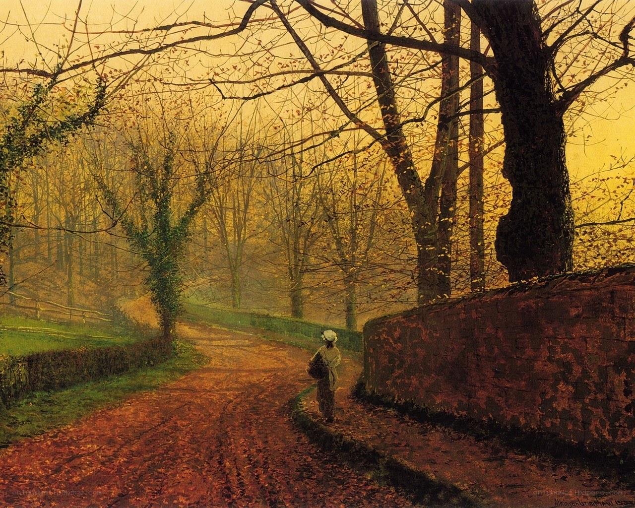 Woman on a path at sunset