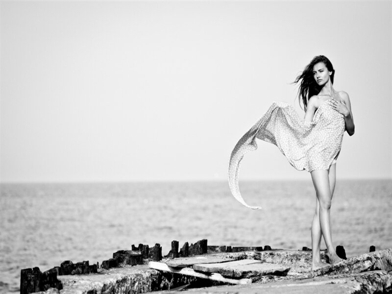 Woman on a Pier — Black, Dramatic