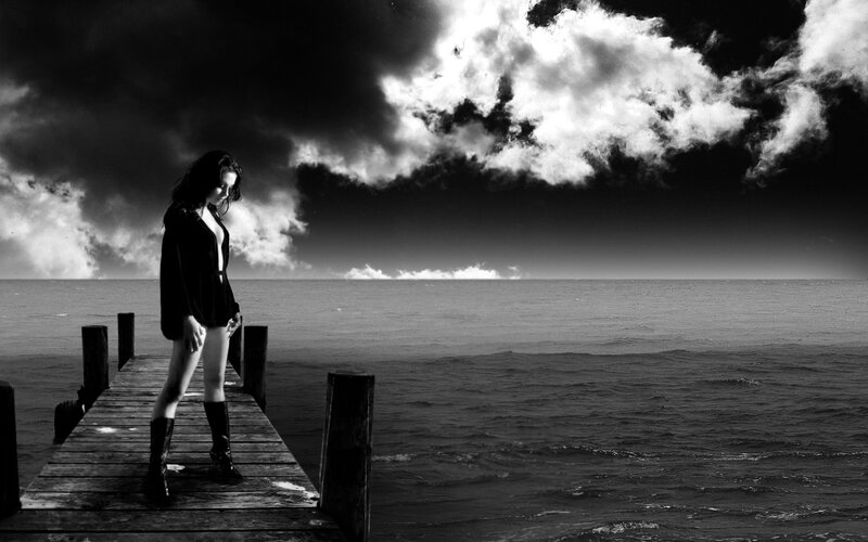 Woman on a Pier — Black