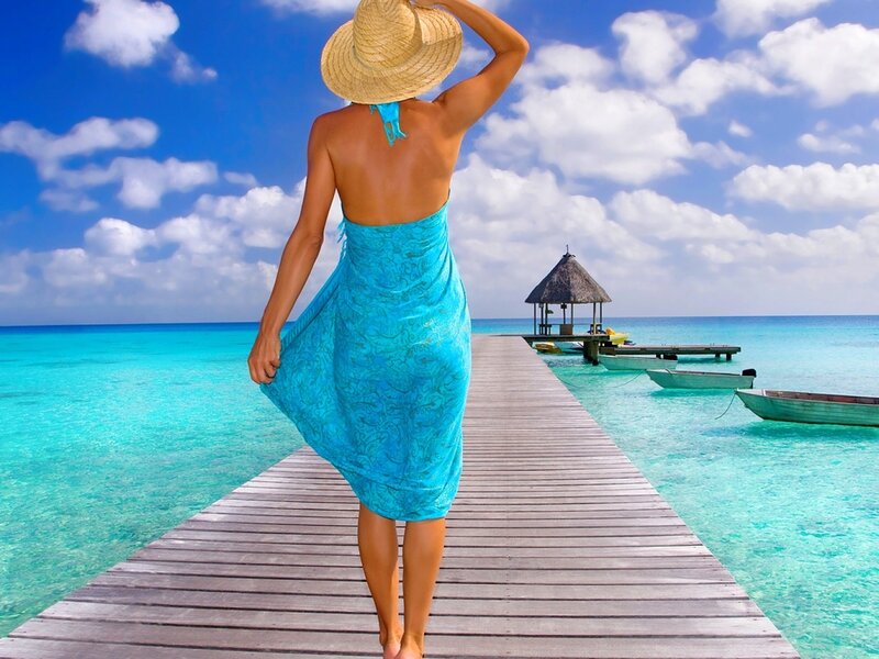 Woman on a Pier — Blue, Serene