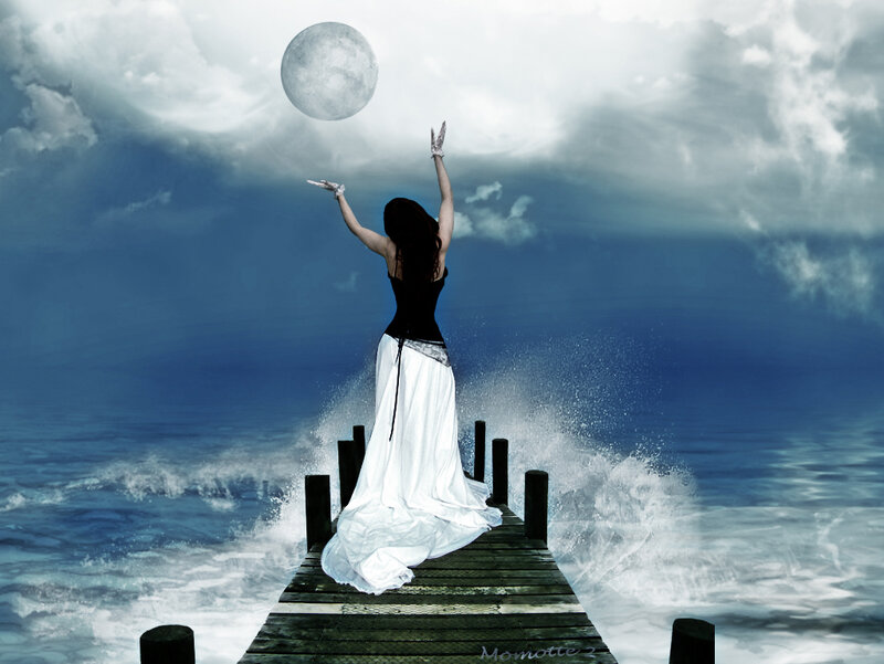 Woman on a Pier — Blue