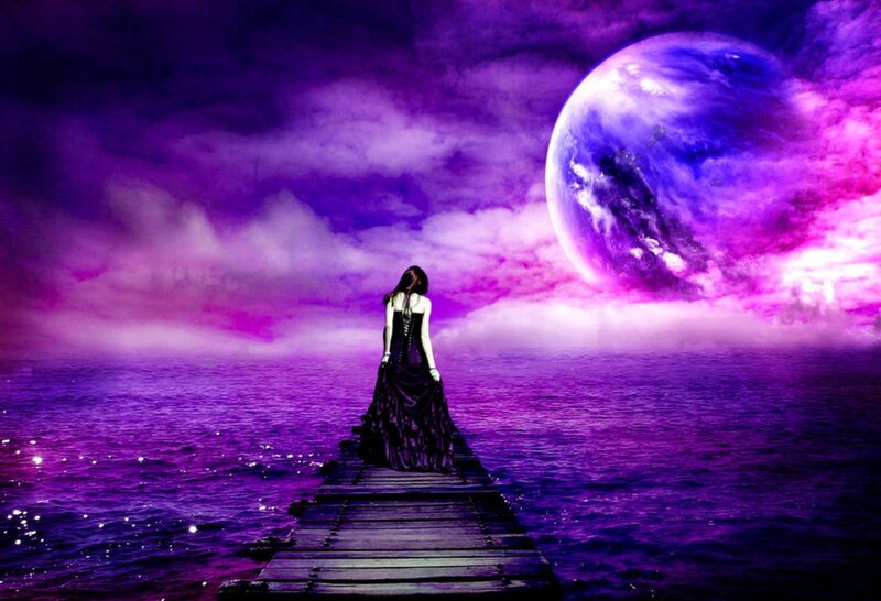 Woman on a Pier — Purple