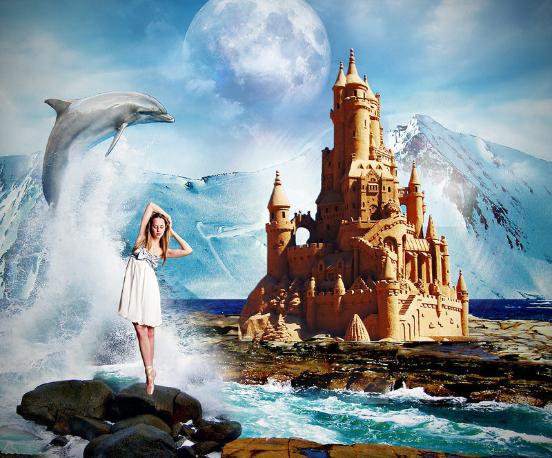 Woman on a Rock — Blue