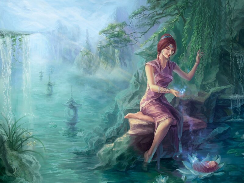 Woman on a Rock — Green