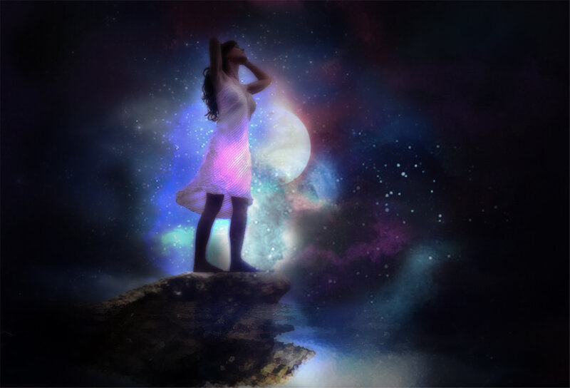 Woman on a Rock — Purple