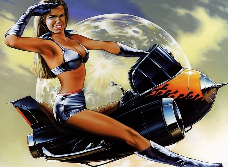 woman on a rocket bike