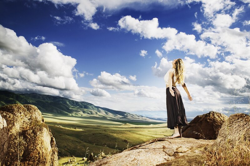 Woman on a rocky outcrop