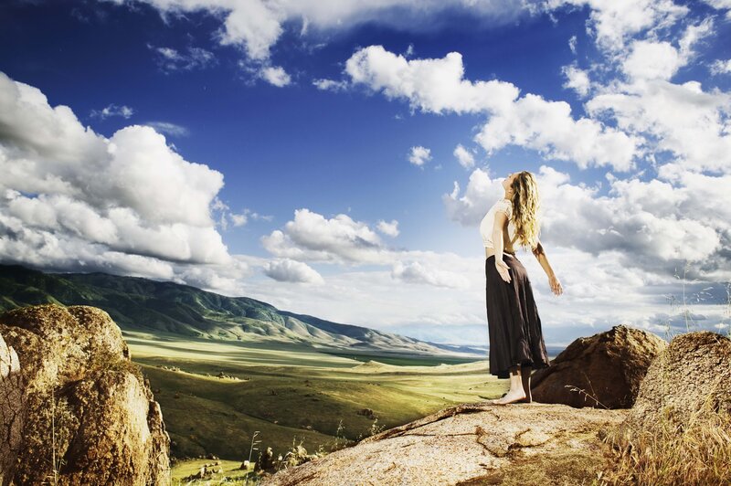 Woman on a rocky outcrop