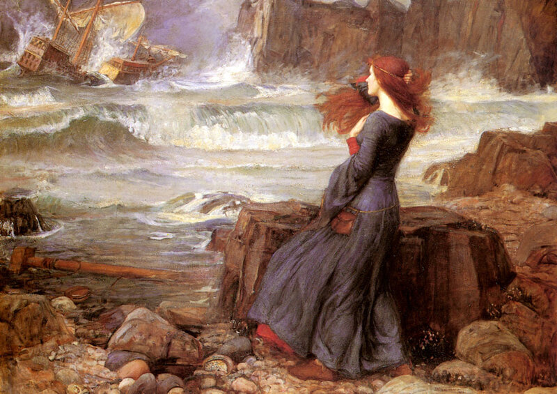 Woman on a rocky shore