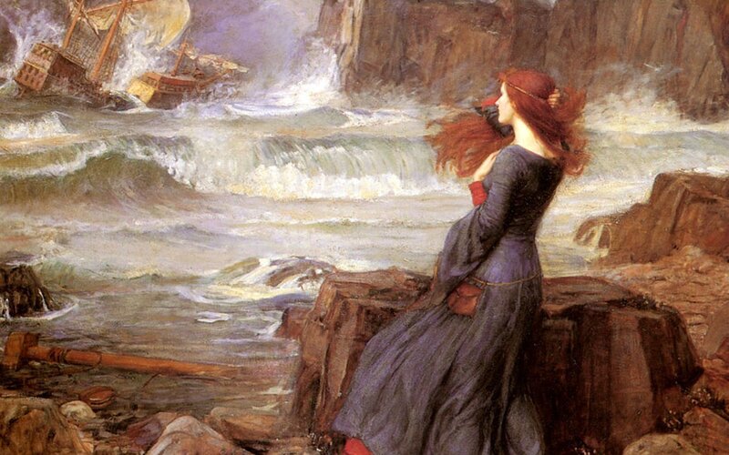 Woman on a rocky shore