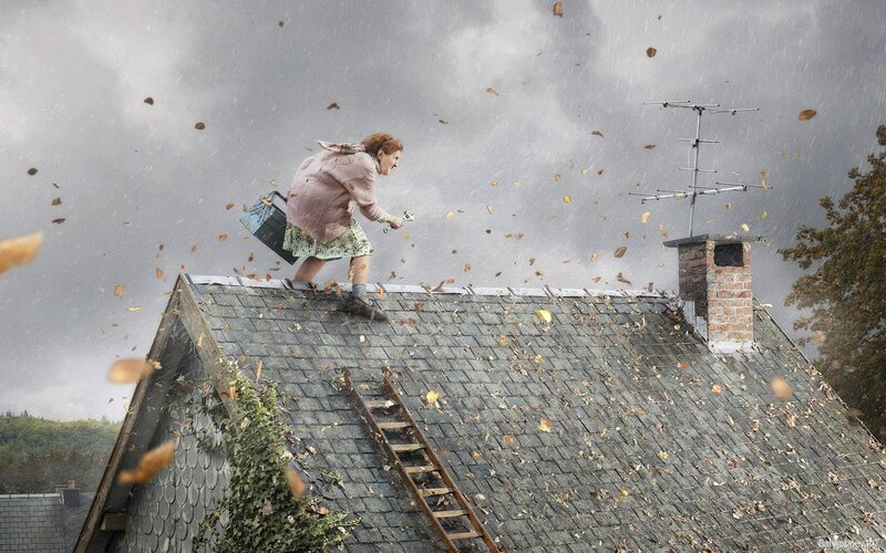 Woman on a Roof