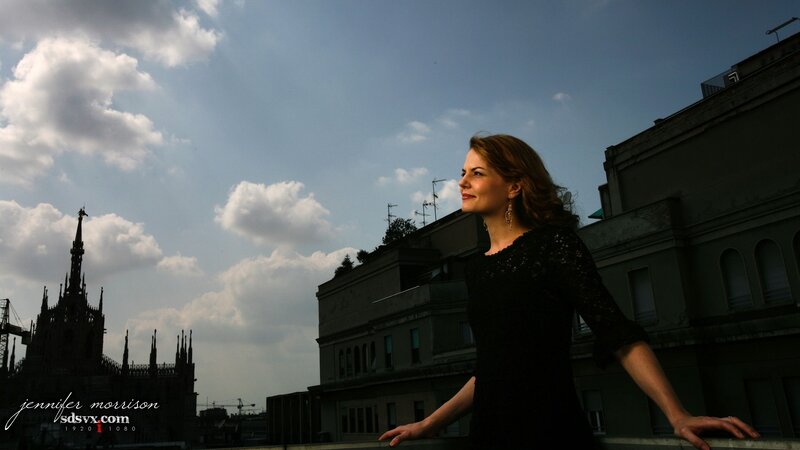 Woman on a rooftop in Milan