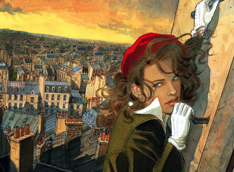 Woman on a rooftop overlooking the city
