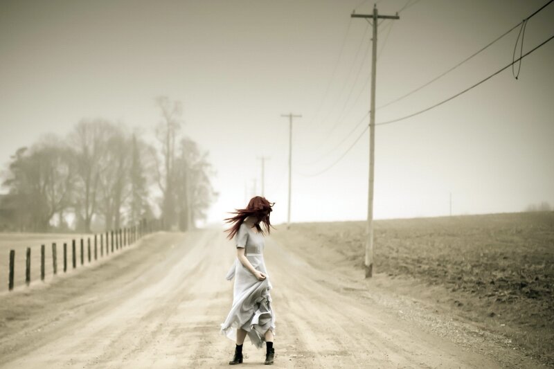 Woman on a rural road