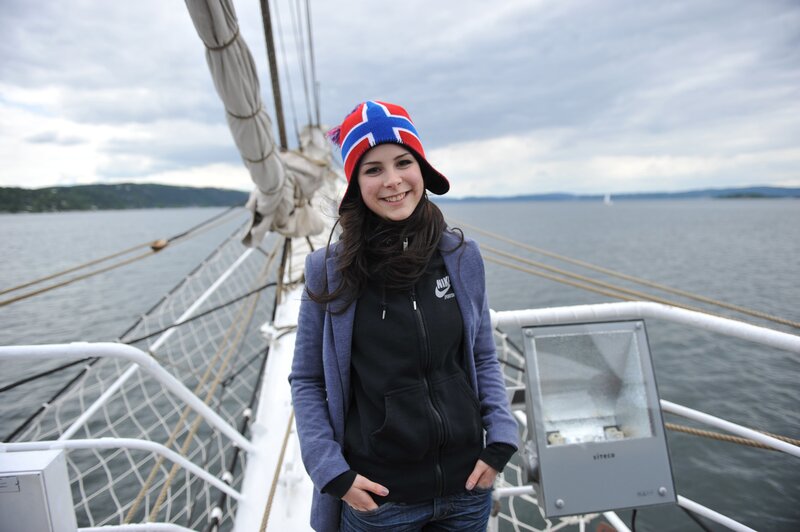 Woman on a sailboat
