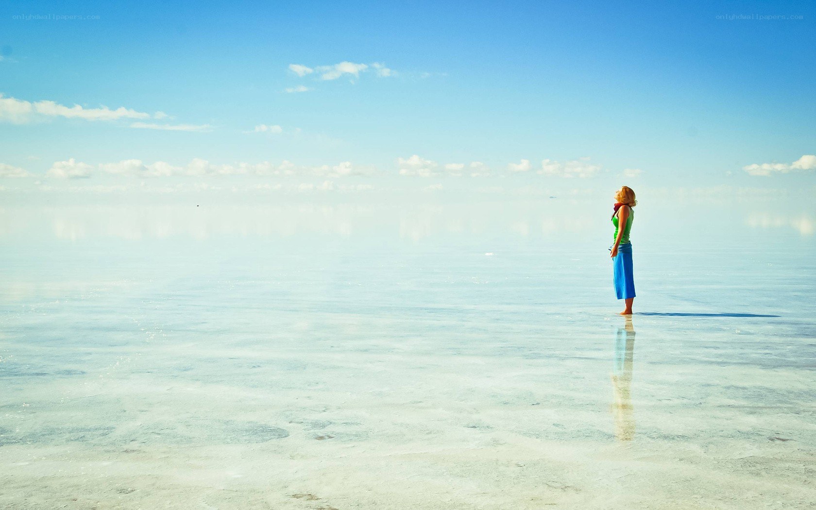 Woman on a salt flat