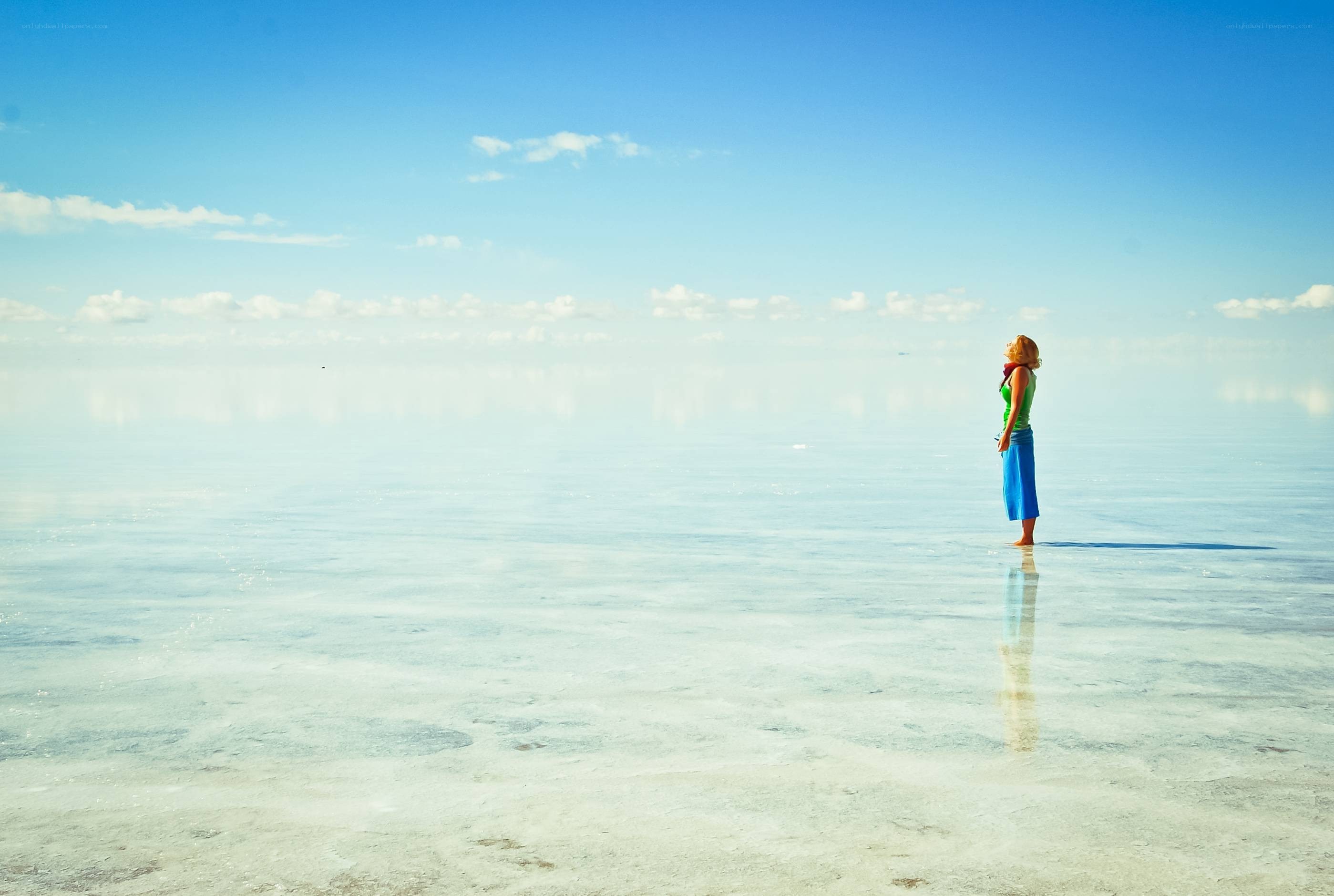 Woman on a salt flat